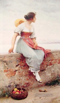  v Canvas - A Pensive Moment lady Eugene de Blaas